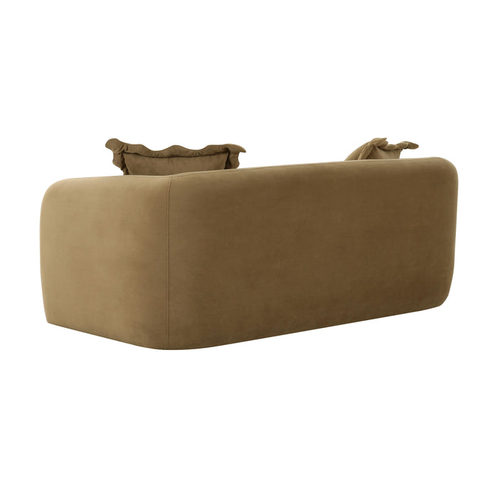 Lou - Cafe Au Lait Performance Velvet Loveseat - Light Brown