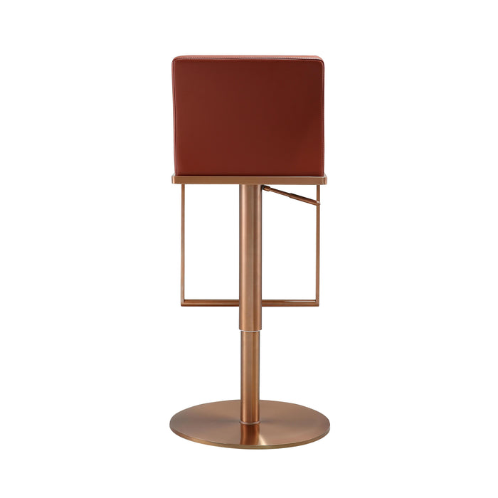 Sentinel Saddle Brown and Rose Gold Adjustable Stool