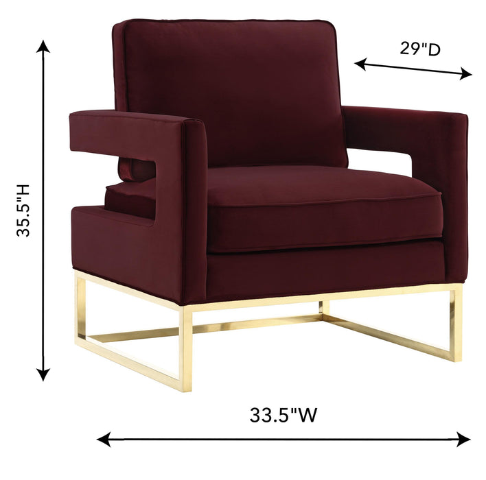 Avery - Velvet Chair With Polished Gold Base