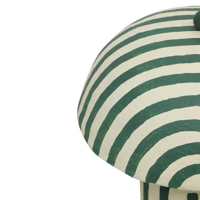 Maiori Dark Green Striped Papier Mache Table Lamp