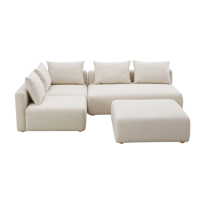 Hangover Cream Performance Linen 4-Piece Modular Chaise Sectional