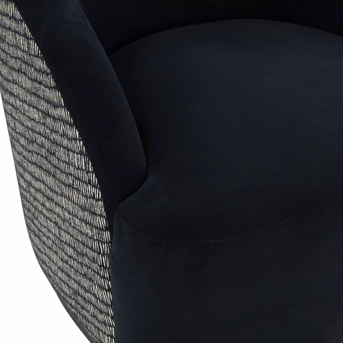 Reese Black Velvet Swivel Chair