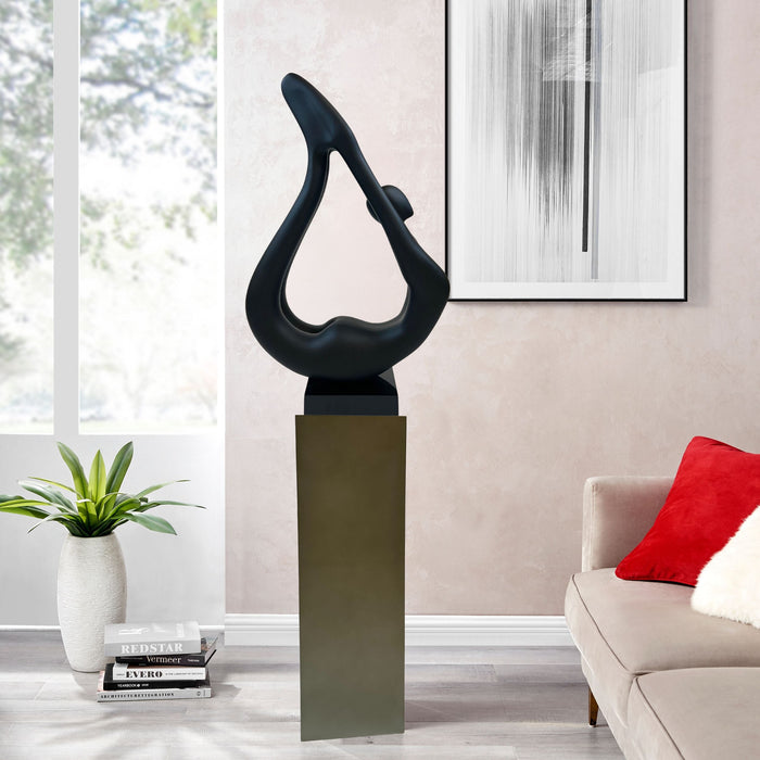 Yoga Black Sculpture - Gray Base