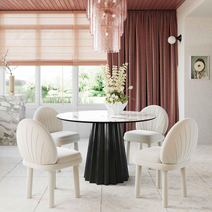 Jimena - Marble Ceramic 47" Round Dining Table - Black