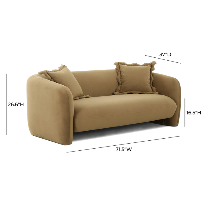 Lou - Cafe Au Lait Performance Velvet Loveseat - Light Brown