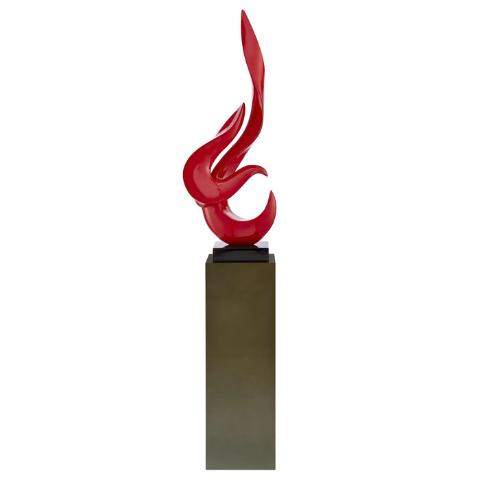 Red Flame Floor Sculpture With Gray Stand, 65" Tall