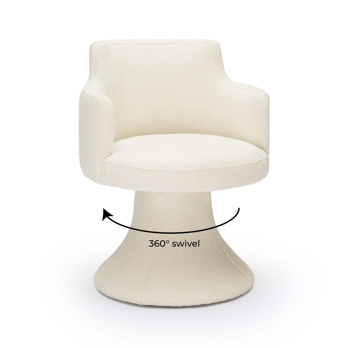 Jeffree - Performance Boucle Swivel Dining Chair - Cream