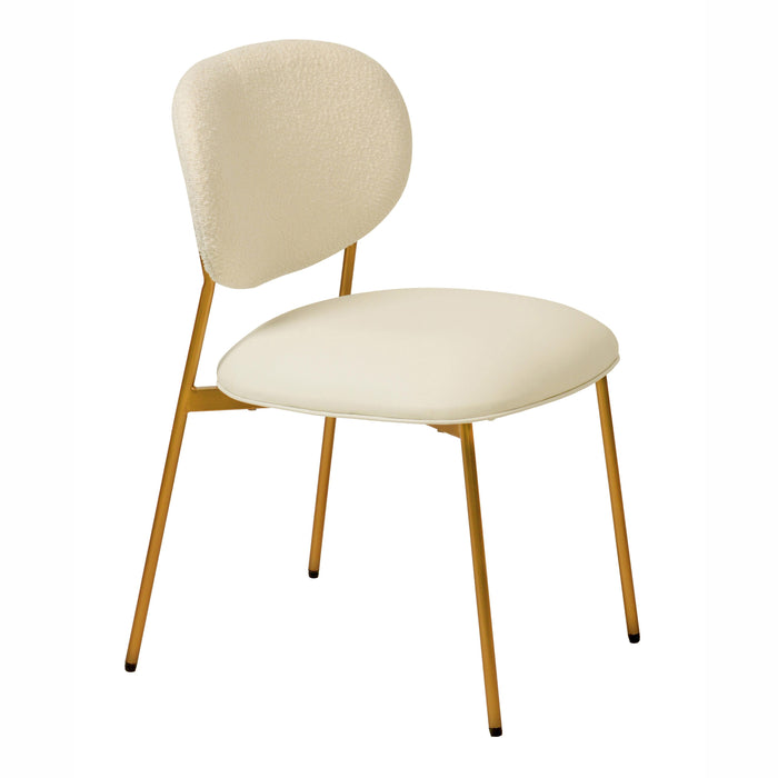 McKenzie - Boucle & Vegan Leather Stackable Dining Chair (Set of 2) - Cream