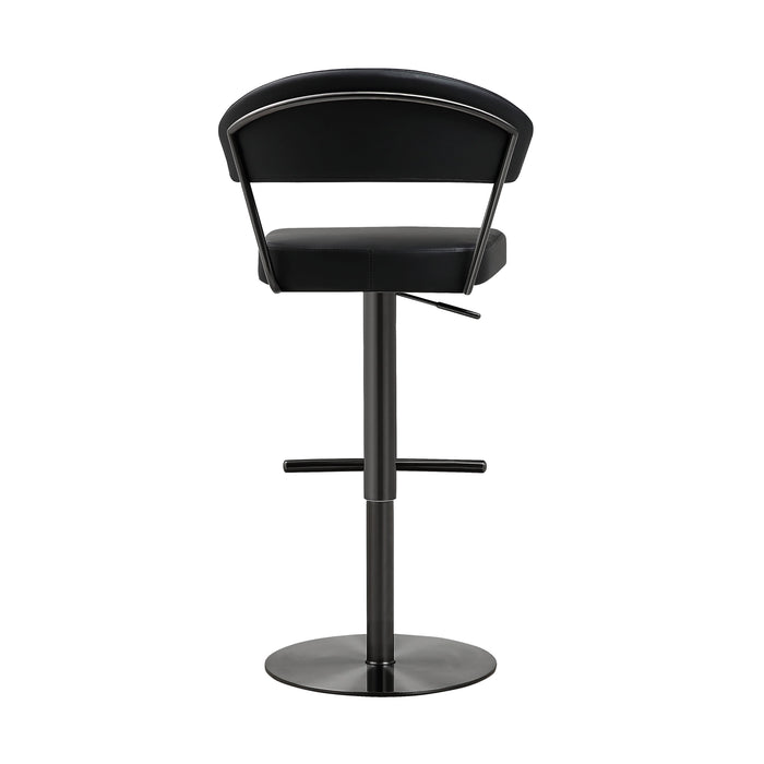 Cosmo Black Performance Vegan Leather on Black Steel Barstool