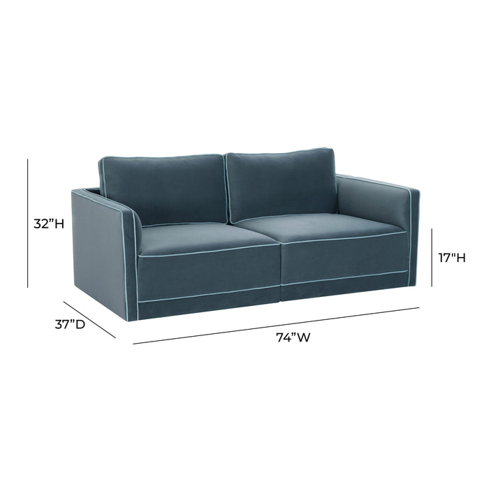 Willow Misty Blue Modular Loveseat