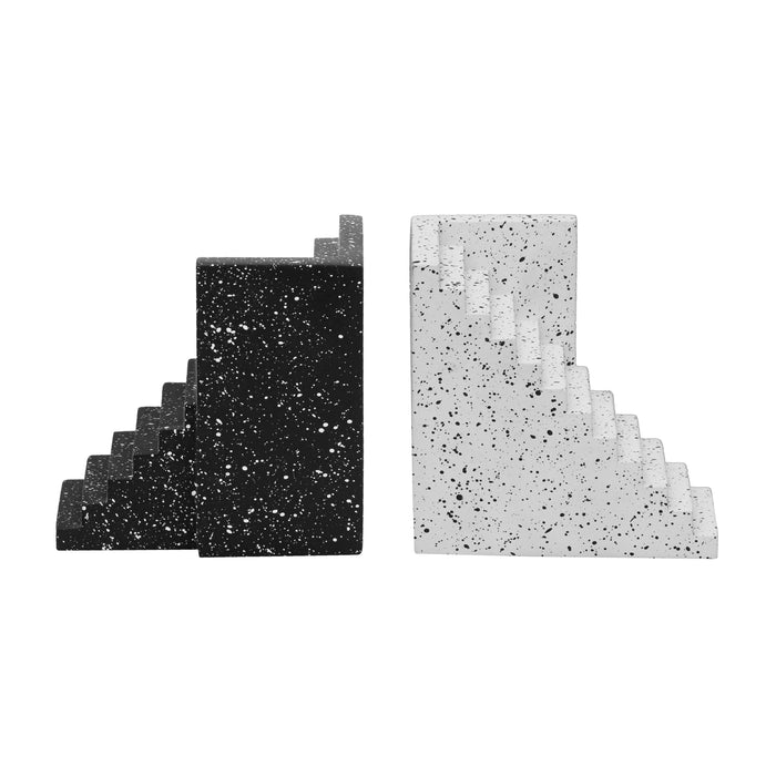 Gabby Speckled Black and White Stairway Bookends