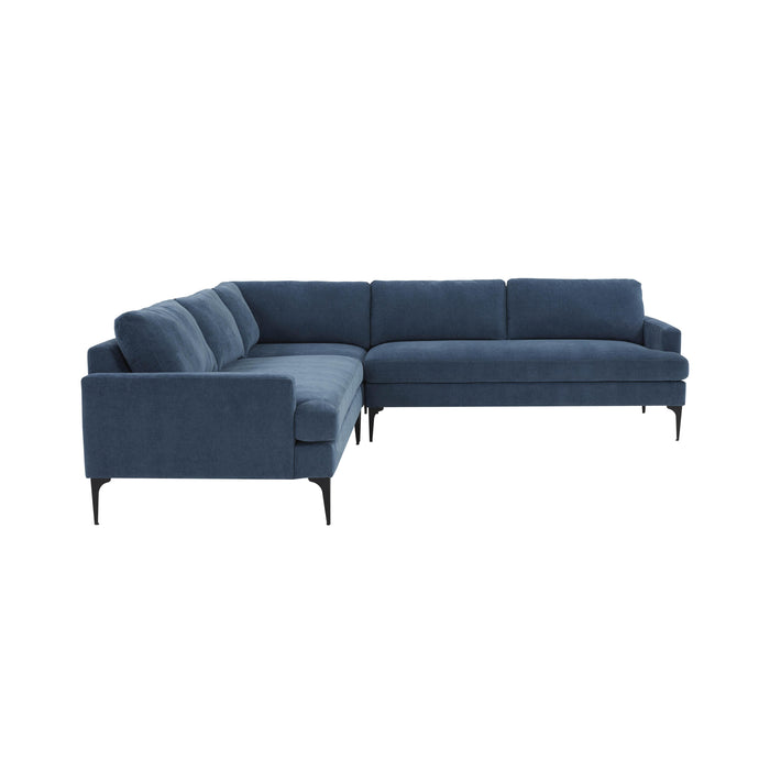 Serena - Velvet L-Sectional With Black Legs