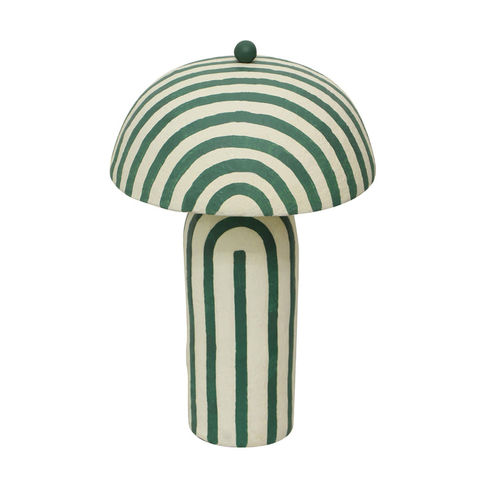 Maiori Dark Green Striped Papier Mache Table Lamp