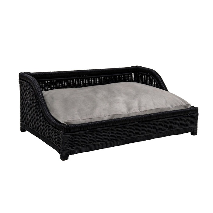 Poppy Black Rattan Small Pet Bed