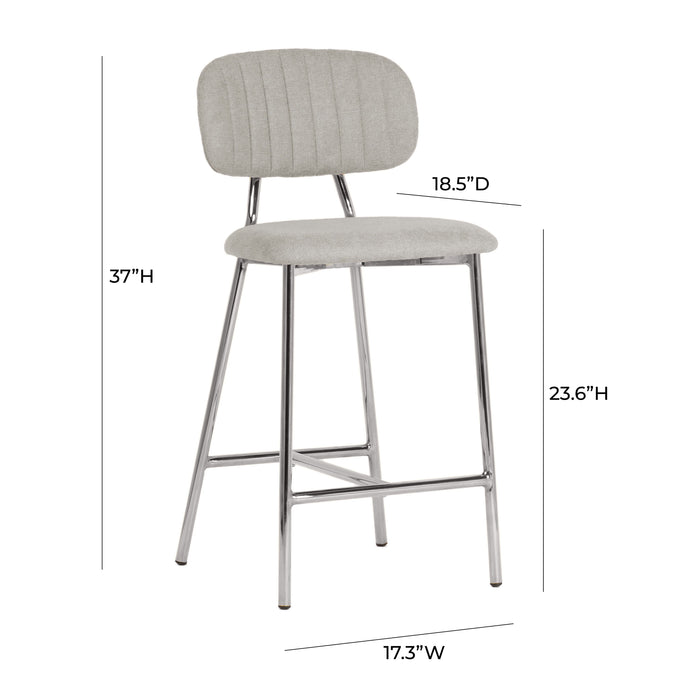 Ariana Grey Counter Stool - Silver Legs (Set of 2)