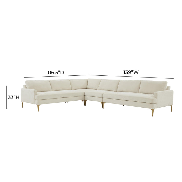 Serena - Large L-Sectional - Pearl Silver