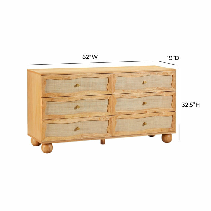 Grappa Natural Wood & Rattan Wavy Dresser