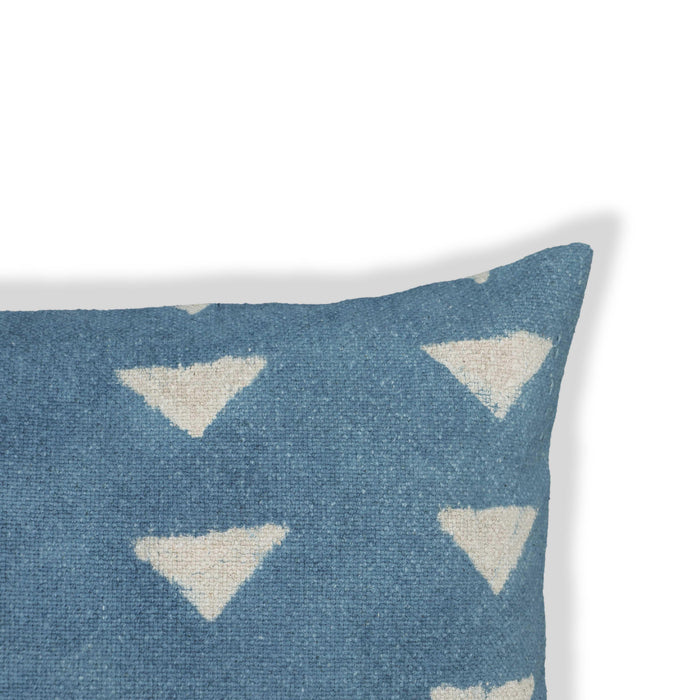 Indigo Triangles Cotton 20" Square Accent Pillow