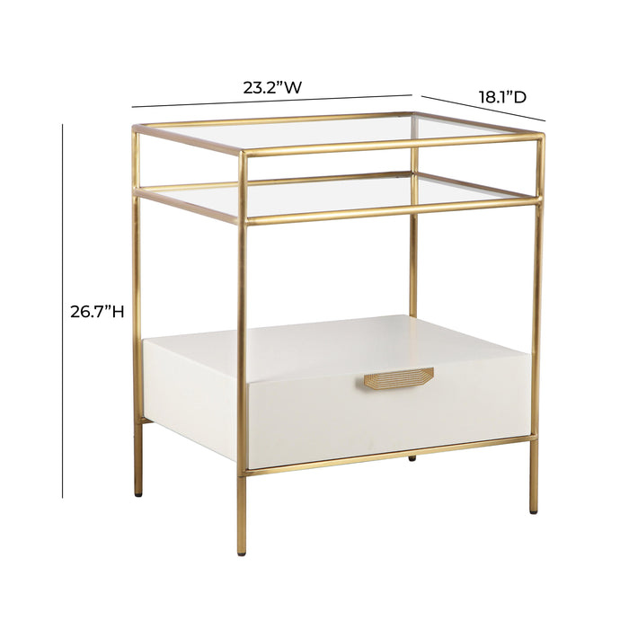 Darla - Glass Nightstand - Cream / Gold