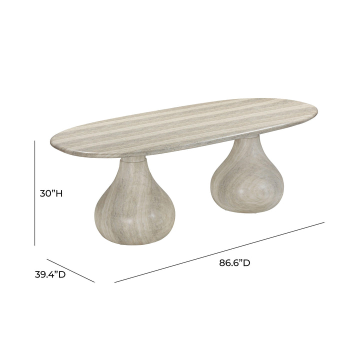 Smooch Faux Travertine Indoor / Outdoor Pedestal Dining Table