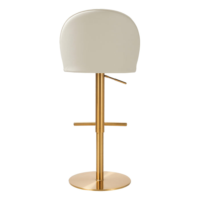 Venus Cream Performance Vegan Leather and Gold Adjustable Swivel Stool