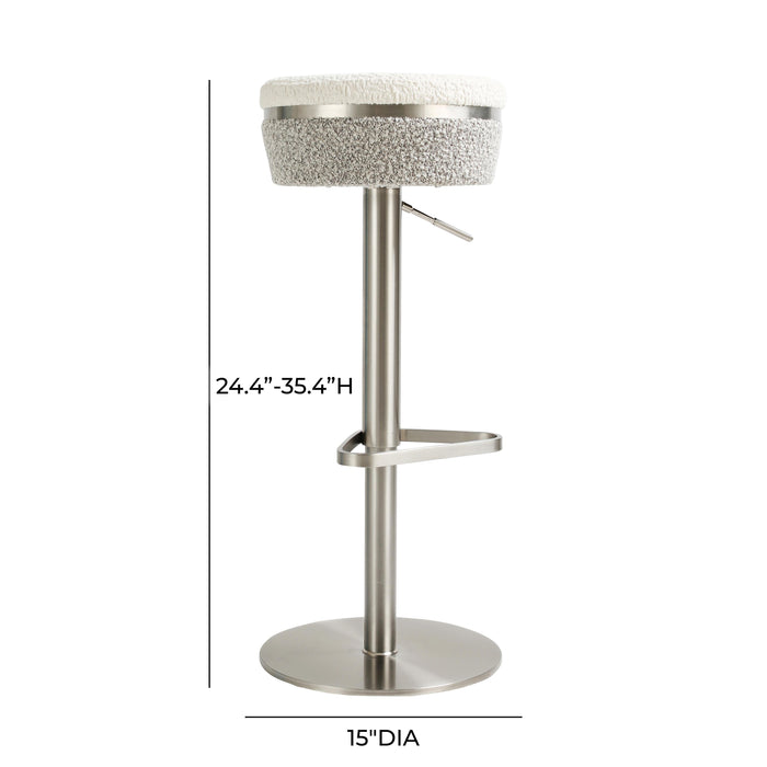 Astro White and Grey Boucle Adjustable Stool