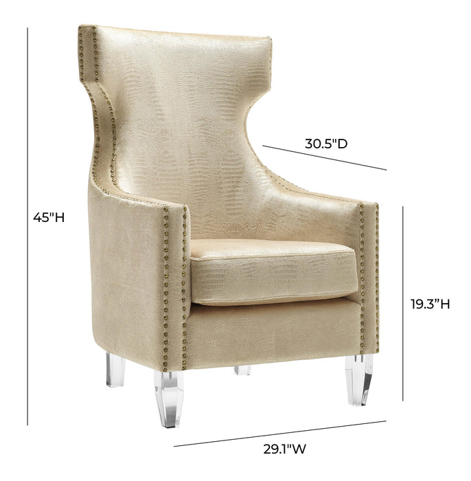 Gramercy - Croc Velvet Wing Chair - Gold