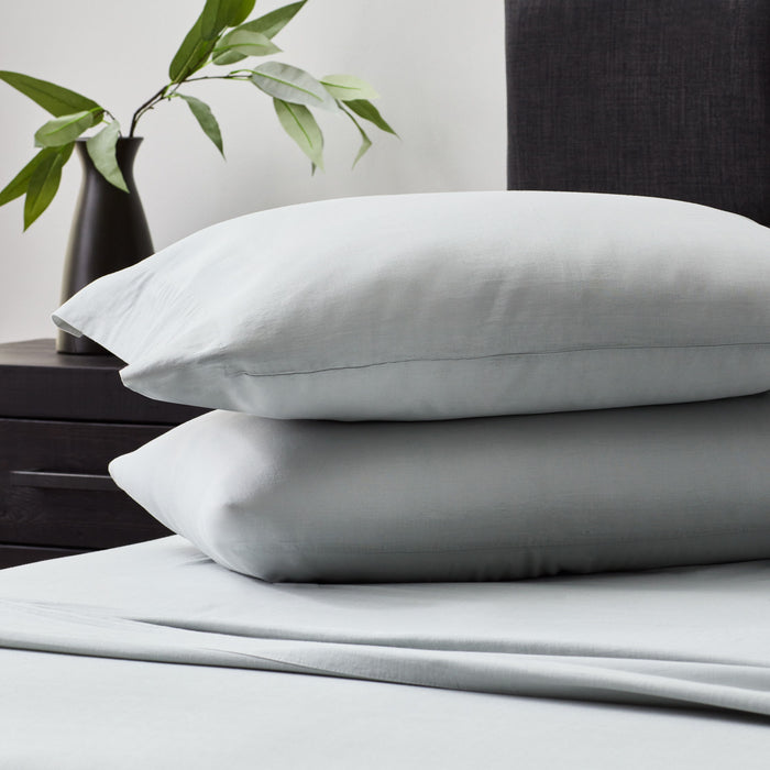 Linen-Weave Cotton King Sheet Set - Fog