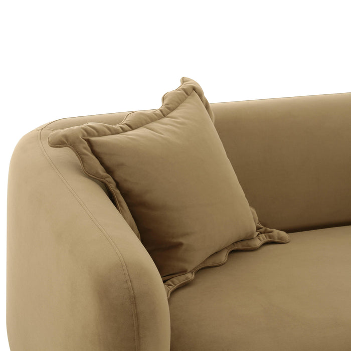 Lou - Cafe Au Lait Performance Velvet Loveseat - Light Brown