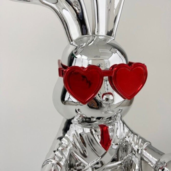 Sitting Rabbit with Red Tie and Glasses