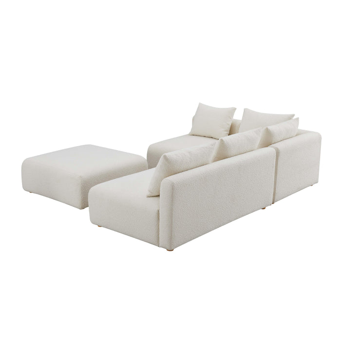 Hangover - Boucle 4-Piece Modular Chaise Sectional - Cream