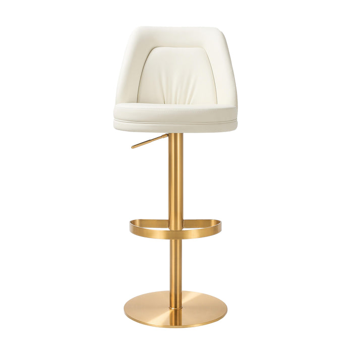 Maven Cream Performance Vegan Leather and Gold Adjustable Swivel Stool