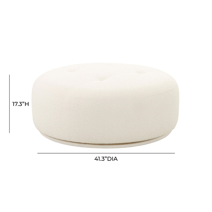 Fickle Cream Boucle Swivel Ottoman