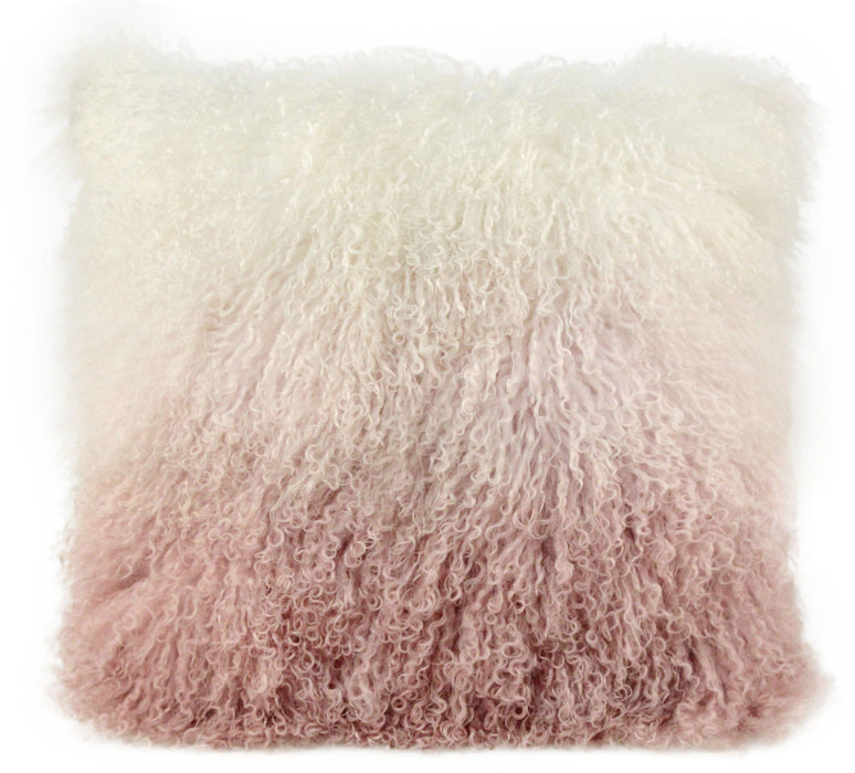 Tibetan Sheep Pillow White to Blush