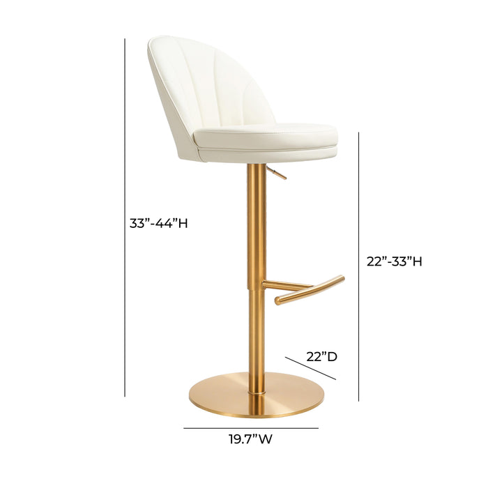 Venus Cream Performance Vegan Leather and Gold Adjustable Swivel Stool