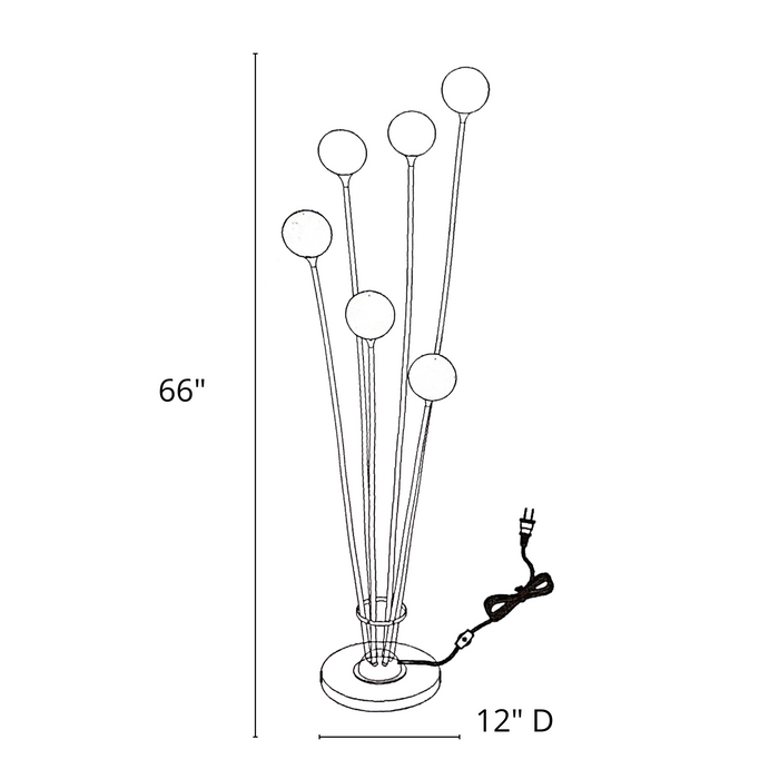 Anechdoche  6 Lights Gold and White Floor Lamp