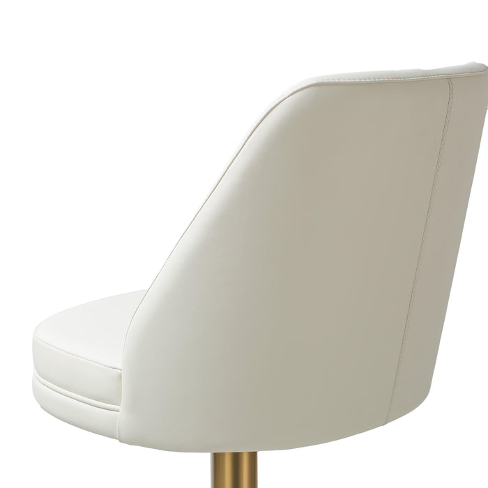 Maven Cream Performance Vegan Leather and Gold Adjustable Swivel Stool