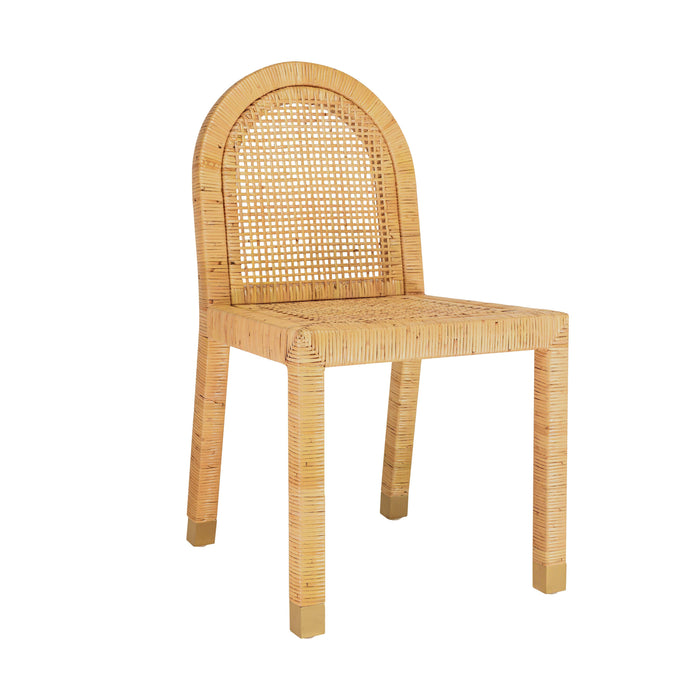 Amara Natural Rattan and Performance Fabric Arched Back Dining Chair