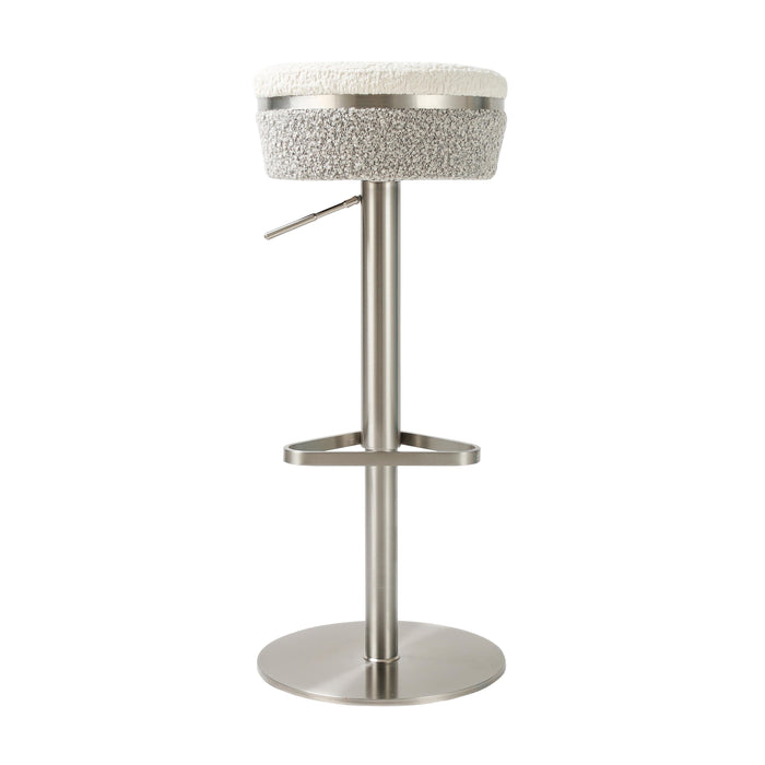 Astro White and Grey Boucle Adjustable Stool