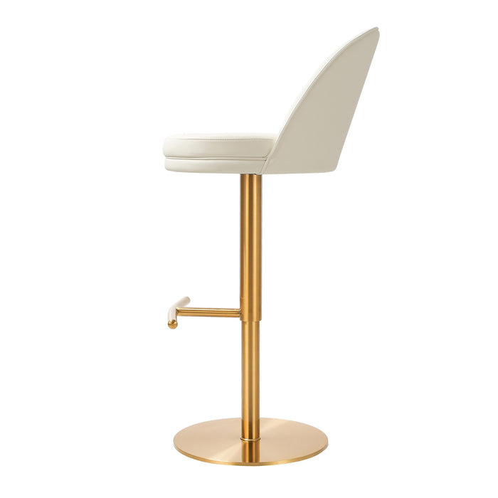 Venus Cream Performance Vegan Leather and Gold Adjustable Swivel Stool