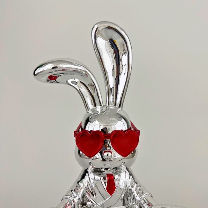 Sitting Rabbit with Red Tie and Glasses