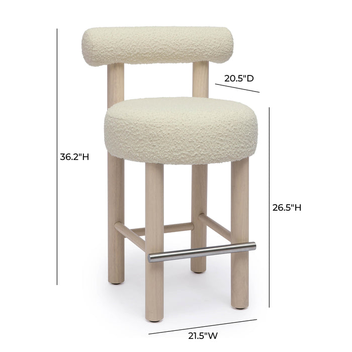 Carmel - Boucle and Solid Wood Counter Stool