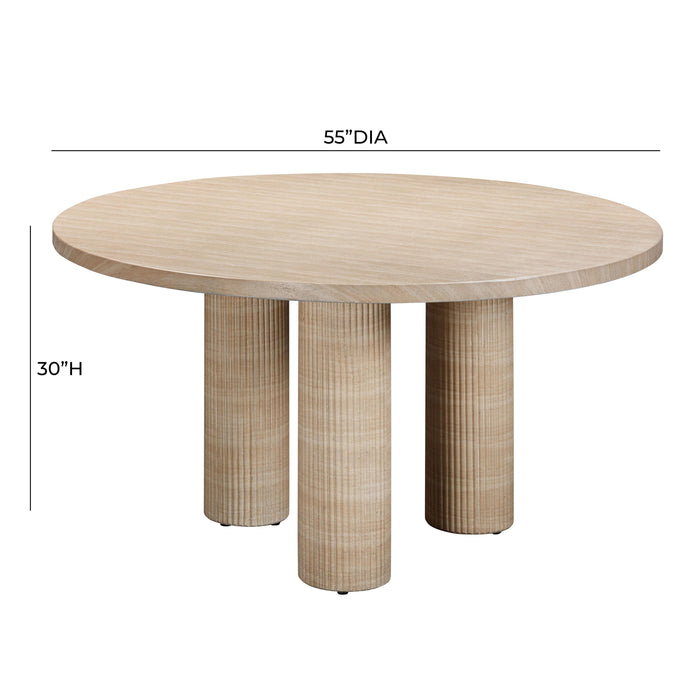 Patti Textured Faux Travertine Indoor / Outdoor Round Dining Table