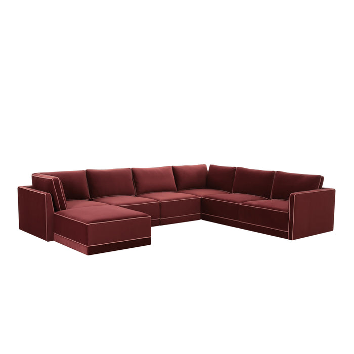 Willow Berry Red Modular Large LAF Chaise Sectional