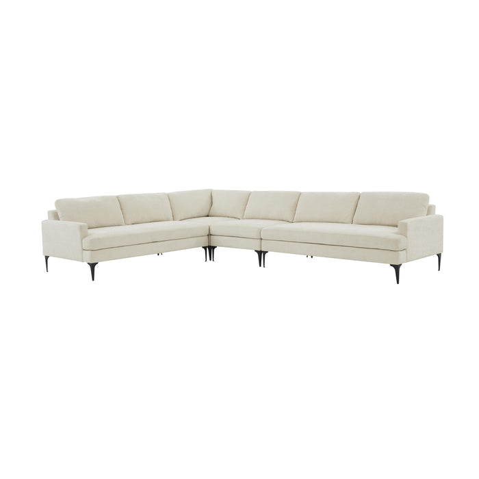 Serena - Velvet Large L-Sectional With Black Legs