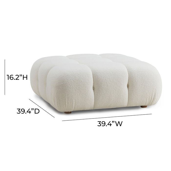 Calliope Cream Vegan Shearling Modular Ottoman