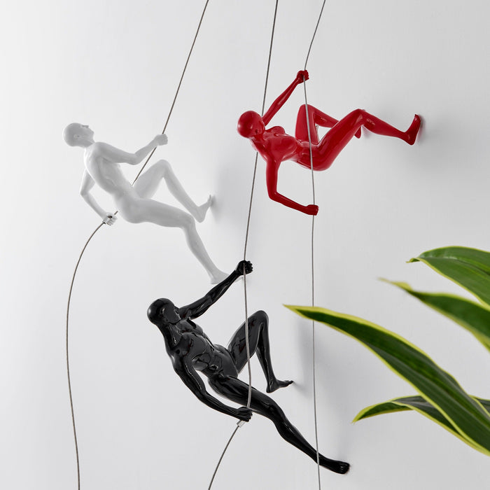 Black, Red, & White Wall Sculpture Climbing Set