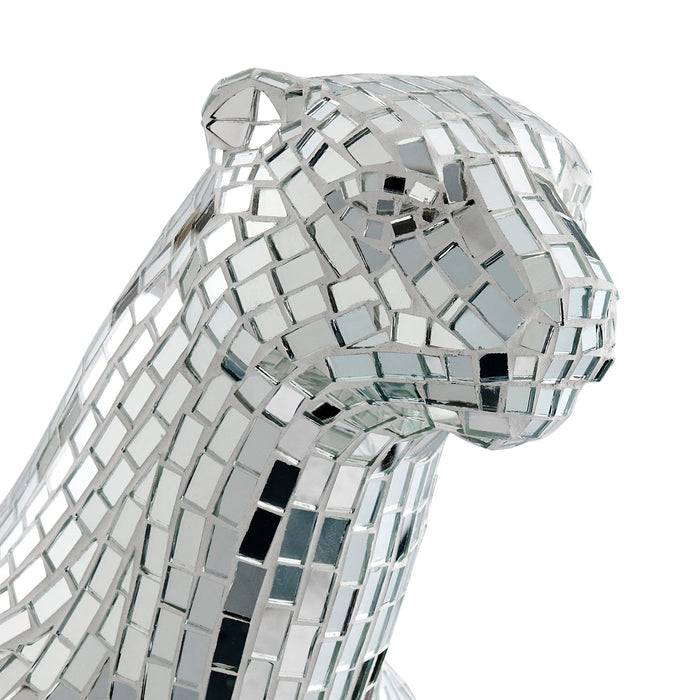 Boli Sitting Panther Sculpture // Glass and Chrome