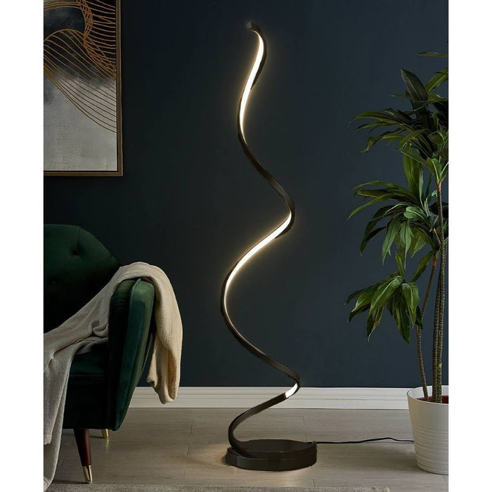 Modern Spiral LED 61" Black Floor Lamp // Dimmable Led Strip