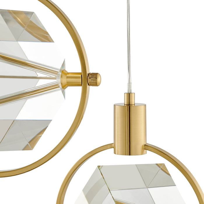 Hollywood Cube 3 Light Pendant // Gold